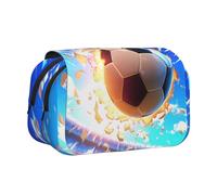 WZYCWB L'astuccio portatile con stampa di pallone da calcio volante è ideale per organizzare penne in ufficio o riporre pennelli da trucco