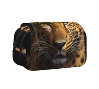 WZYCWB L'astuccio portatile con stampa leopardata dagli occhi profondi è ideale per organizzare penne in ufficio o riporre pennelli da trucco