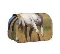 WZYCWB L'astuccio portatile con stampa stallone bianco è ideale per organizzare penne in ufficio o riporre pennelli da trucco