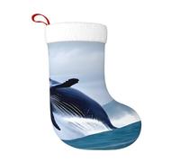 WZYCWB Le balene in mare Stampe calze natalizie, appese al caminetto, sono perfette per contenere regali e dolci.