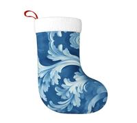 WZYCWB Le calze natalizie con stampe di erba blu, appese al caminetto, sono perfette per contenere regali e dolci.