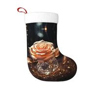 WZYCWB Le calze natalizie con stampe in oro rosa bianco, appese al caminetto, sono perfette per contenere regali e dolci.