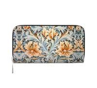 WZYCWB Le pochette in pelle a foglia gialla con cerniera e porta carte sono perfette per i viaggi o l'uso quotidiano, Motivo bianco-arancio, Taglia unica