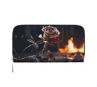 WZYCWB Le pochette in pelle a foglia gialla con cerniera e porta carte sono perfette per i viaggi o l'uso quotidiano, Rosa appassita, Taglia unica