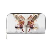 WZYCWB Le pochette in pelle a foglia gialla con cerniera e porta carte sono perfette per i viaggi o l'uso quotidiano, Illustrazioni del vino, Taglia unica