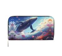 WZYCWB Le pochette in pelle con rose bianche con cerniera e porta carte sono perfette per i viaggi o l'uso quotidiano, Balene che nuotano sotto il mare, Taglia unica