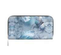 WZYCWB Le pochette in pelle con rose bianche con cerniera e porta carte sono perfette per i viaggi o l'uso quotidiano, Farfalle di cristallo bianco, Taglia unica