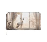 WZYCWB Le pochette in pelle con rose bianche con cerniera e porta carte sono perfette per i viaggi o l'uso quotidiano, Cervo bianco nella giungla, Taglia unica
