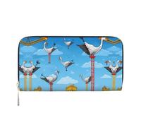 WZYCWB Le pochette in pelle con rose bianche con cerniera e porta carte sono perfette per i viaggi o l'uso quotidiano, Gru bianca e torre sospesa, Taglia unica