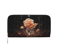 WZYCWB Le pochette in pelle con rose bianche con cerniera e porta carte sono perfette per i viaggi o l'uso quotidiano, Oro rosa bianco, Taglia unica