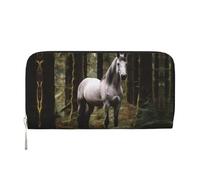WZYCWB Le pochette in pelle con rose bianche con cerniera e porta carte sono perfette per i viaggi o l'uso quotidiano, Cavallo bianco nella giungla, Taglia unica