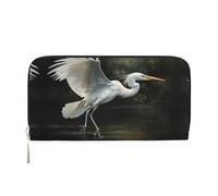 WZYCWB Le pochette in pelle con rose bianche con cerniera e porta carte sono perfette per i viaggi o l'uso quotidiano, Airone bianco, Taglia unica