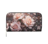 WZYCWB Le pochette in pelle con rose bianche con cerniera e porta carte sono perfette per i viaggi o l'uso quotidiano, Rose Bianche, Taglia unica