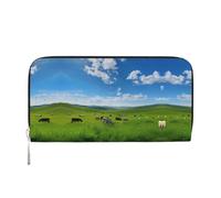 WZYCWB Le pochette in pelle di mucca da latte con cerniera e porta carte sono perfette per i viaggi o l'uso quotidiano, Mucca da latte, Taglia unica