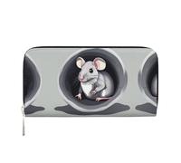 WZYCWB Le pochette in pelle grigia di ratto con cerniera e porta carte sono perfette per i viaggi o l'uso quotidiano, Mouse nel Buco, Taglia unica