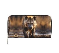 WZYCWB Le pochette in pelle Lion's Gaze con cerniera e porta carte sono perfette per i viaggi o l'uso quotidiano, Iena solitaria, Taglia unica