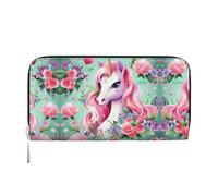 WZYCWB Le pochette in pelle Lion's Gaze con cerniera e porta carte sono perfette per i viaggi o l'uso quotidiano, Unicorno rosa , Taglia unica
