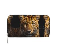 WZYCWB Le pochette in pelle Lion's Gaze con cerniera e porta carte sono perfette per i viaggi o l'uso quotidiano, Il leopardo dagli occhi profondi, Taglia unica