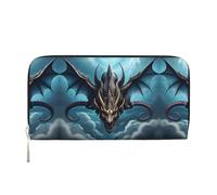 WZYCWB Le pochette in pelle nera con pipistrello fantasma con cerniera e porta carte sono perfette per i viaggi o l'uso quotidiano, Drago volante, Taglia unica