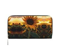 WZYCWB Le pochette in pelle nera con pipistrello fantasma con cerniera e porta carte sono perfette per i viaggi o l'uso quotidiano, Girasole Fattoria, Taglia unica