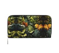 WZYCWB Le pochette in pelle Zebra con cerniera e porta carte sono perfette per i viaggi o l'uso quotidiano, Foglie di palma tropicale, Taglia unica