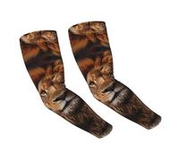 WZYCWB Le protezioni per le braccia Deep Ocean Printed in seta di ghiaccio, maniche elastiche per la guida estiva e gli sport all'aria aperta., Lo sguardo del leone, Taglia unica
