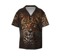 WZYCWB Leopard Background - Camicia a maniche corte da uomo, casual, con bottoni, per vacanze, spiaggia, Nero, XXL