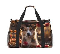 WZYCWB Leopard in una giacca di pelle Borsa da viaggio portatile borsa da fine settimana borsa fitness yoga adatta per fitness e altri scenari, Cani e Rose, Taglia unica