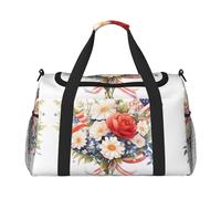 WZYCWB Leopard in una giacca di pelle Borsa da viaggio portatile borsa da fine settimana borsa fitness yoga adatta per fitness e altri scenari, Bandiere e Fiori, Taglia unica