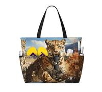 WZYCWB Leopardo in cerca di preda Borsa da viaggio da spiaggia stampata per nuoto e fitness/shopping al supermercato/vacanza al mare