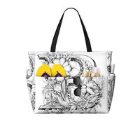 WZYCWB Lettera B fatta di fiori Borsa da spiaggia grande borsa da viaggio palestra piscina cerniera borsa portaoggetti