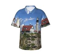 WZYCWB Lighthouse Backdrop - Camicia hawaiana da uomo, per vacanze al mare, estate, piscina, feste, camicia a maniche corte, Nero , XL/4XL