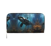 WZYCWB Lightning Tennis pochette in pelle portafogli con cerniera e porta carte sono perfetti per i viaggi o l'uso quotidiano, Enormi orche assassine, Taglia unica