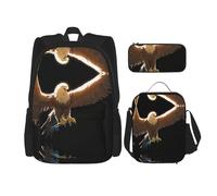 WZYCWB Line Art Eagle Zaino (set da 3 pezzi), zaino di grande capacità, borsa per la scuola per studenti, astuccio, borsa per il pranzo
