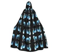 WZYCWB Line Art - Mantella con cappuccio stampata con lupo, adatta per feste in maschera, feste di Halloween e cosplay