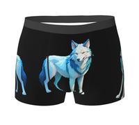 WZYCWB Line Art Wolf Boxer da uomo (S-XXL) - tessuto elastico leggero, traspirante, assorbe il sudore, free stretch, Nero, L