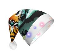 WZYCWB Little fat tiger head Adult New Year Cappello di Natale, con luci a LED, unisex peluche cappello di Natale, regalo di Natale di Capodanno