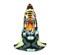 WZYCWB Little Fat Tiger Head Printed M Wizard Cape, Costume per feste a tema, Mantella Cosplay per adulti e adolescenti, taglie S, M, L