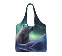 WZYCWB L'orso polare nella neve ha stampato la singola borsa della tela del pendolarismo della spalla, borsa della spesa della spesa, borsa della tela di uso quotidiano