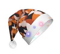 WZYCWB lots of cartoon little foxes Adult Santa Cappelli, Peluche Capodanno Natale Festa Regali, Unisex Capodanno LED Luce Santa Cappelli