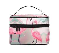 WZYCWB Love Flamingo Grande borsa cosmetica da donna, borsa cosmetica portatile di grande capacità, borsa cosmetica da viaggio per ragazze, nera, taglia unica, nera, taglia unica, Nero , Taglia unica