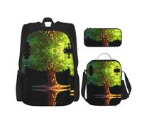 WZYCWB Lush Tree Set zaino (set da 3 pezzi) - borsa per la scuola per studenti + astuccio + borsa per il pranzo, zaino di grande capacità