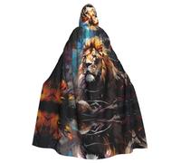 WZYCWB Maestoso e maestoso mantello con cappuccio con motivo leone adatto per riunioni di famiglia, spettacoli teatrali, cosplay e feste di Halloween