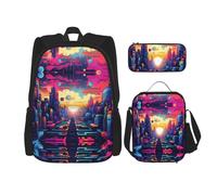 WZYCWB Magnifico zaino da scuola City + astuccio + borsa per il pranzo zaino combinato adatto per tutti i giorni pendolari