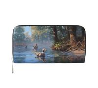 WZYCWB Mallard ducks nuoto stampato portafoglio con cerniera perfetto per viaggi, affari e uso quotidiano. Contiene telefoni cellulari e contanti.