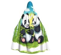 WZYCWB Mantella con cappuccio per Halloween, con due panda felici, grande vestaglia di carnevale per feste in maschera, giochi di ruolo