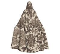 WZYCWB Mantella con cappuccio per Halloween, con stampa di fiori retrò, per adulti, unisex, per Halloween, carnevale, feste in maschera, giochi di ruolo