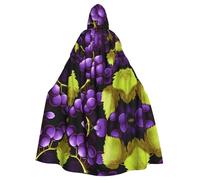 WZYCWB Mantella decorativa per feste per adulti, con stampa uva, mantello con cappuccio, unisex, per Halloween, carnevale, feste in maschera, giochi di ruolo