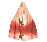 WZYCWB Mantello con cappuccio con motivo cervo tinta unita | Perfetto per Halloween, feste in maschera e feste a tema.