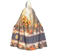 WZYCWB Mantello con cappuccio con motivo girasoli sotto il davanzale della finestra | Perfetto per Halloween, feste in maschera e feste a tema.
